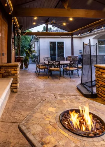 Patio with fire pit | New Breath Recovery